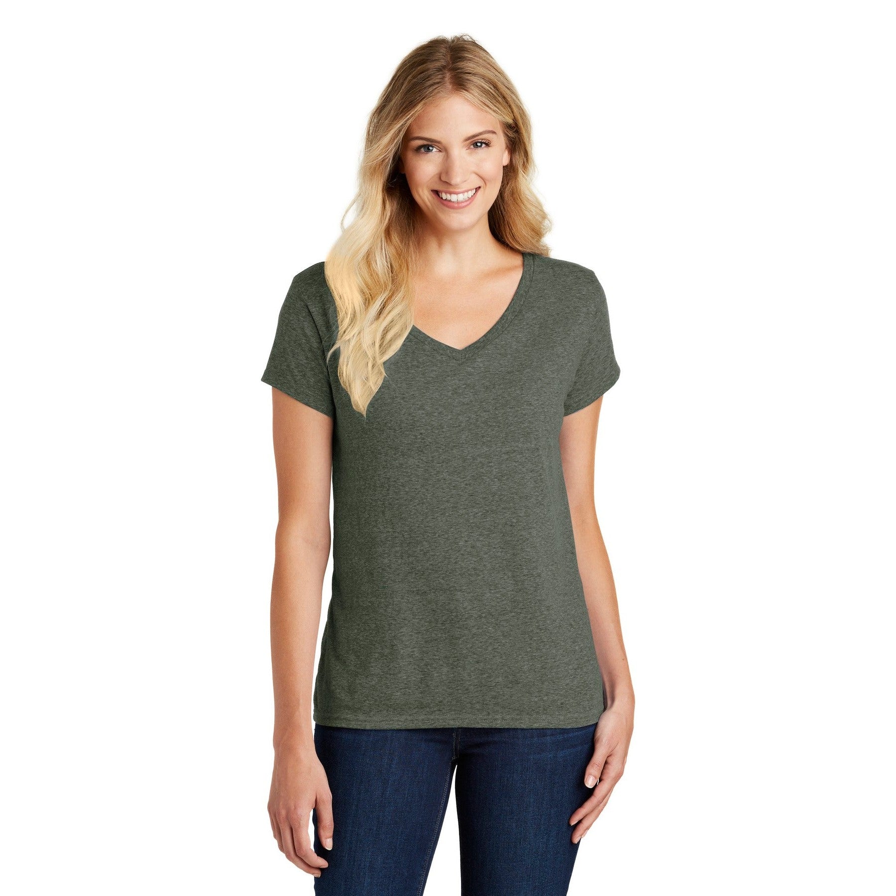 District-District® Women's Perfect Blend® CVC V-Neck Tee. DM1190L-MedTech-12